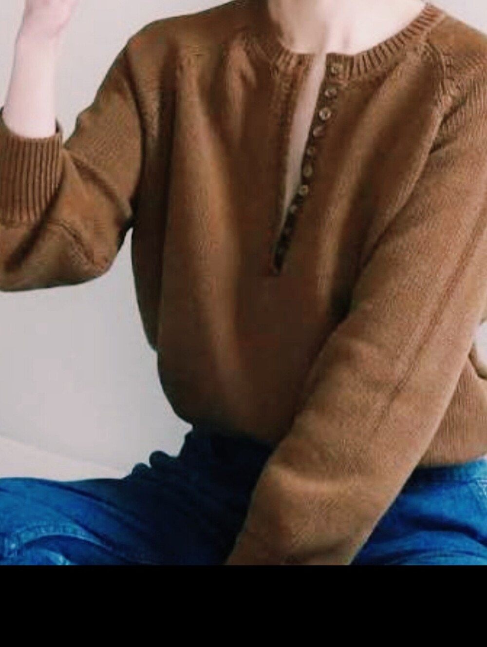 Sezane Pull Leontine Organic Cotton Jumper Sweater in Coffee Brown Camel Tan XS